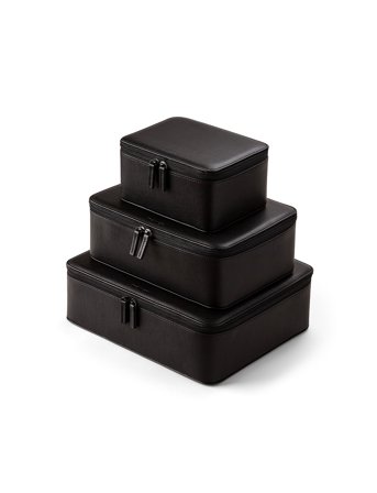 Vegan Leather Packing Cube Set Black Organista