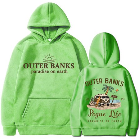 Outer Banks Pogue Life -kuvioinen huppari, Euro-koko, syksy/talvi, hedelmänvihreä, 12