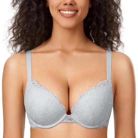 Push-up spetsbh för kvinnor i storleken Deep V Opal Gray06 C