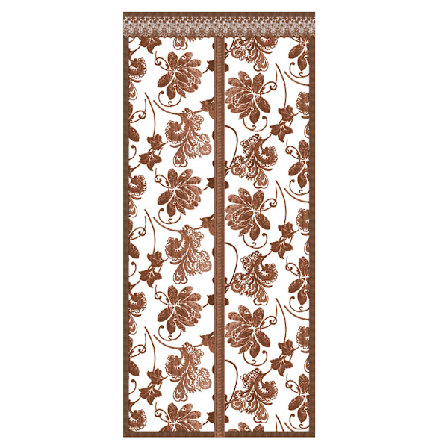 Magnetiskt skärmdörrgardin, broderad pionkaffe, 80 cm x 210 cm