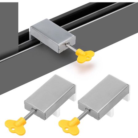 Skydedørslås med nøgle, skydbare vindueslåse, justerbart sikkerhedslås i aluminium til skydedøre, tyverisikring, børnesikkerhed