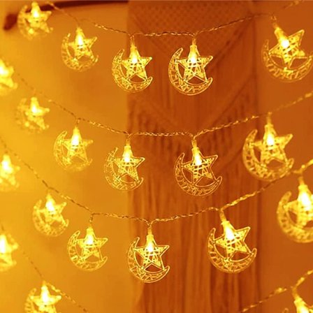Ramadan dekorationsljus, 10Ft 20 LEDs Ramadanljus