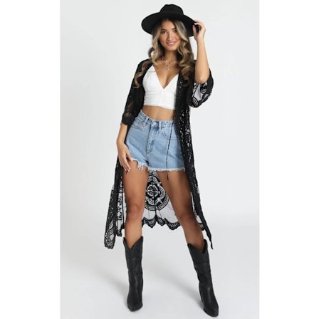 Badedrakt Cover Up Blonde Bikini Swim Coverup Solbeskyttelse Klær Svart Gjennomsnittlig Størrelse