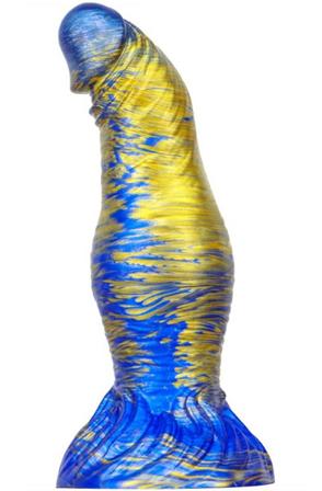 Metallic Fantasy Dildo Duxel Blue/Gold 19,5 cm Dragon dildo - Blushme.se