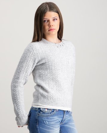 LMTD NLFKAVES LS SHORT S KNIT Szary Swetry Dziewczyna - Kids Brand Store