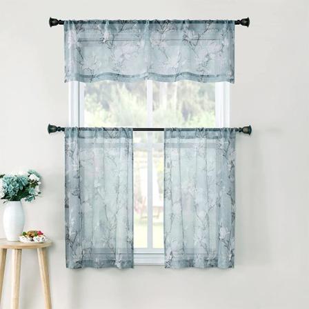 1/2/3st Paneler Kort Voile Sheer Rod Pocket Halvfönstergardin