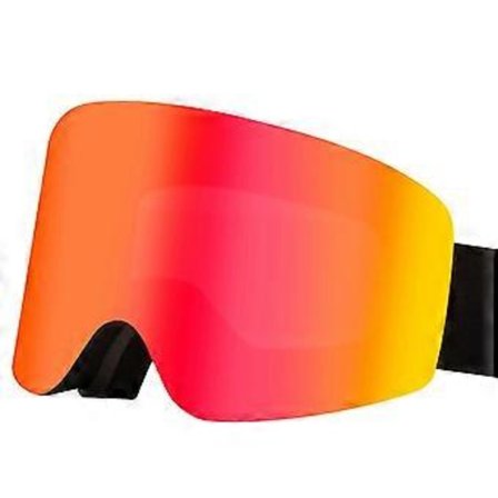 Anti-dug ski briller, dobbeltlags ski briller, UV-beskyttelse ski briller, magnetiske ski briller, unisex, sort ramme, rød.