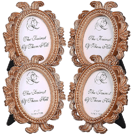 4 stk. Små Fotorammer Vintage Bilderammer Vintage Rammer Mini Bilderammer Display Ramme Dekor