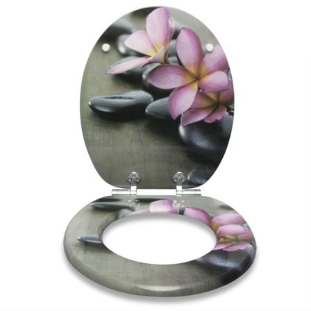 Rootz Toiletsæde - Toiletlåg - Badeværelsestilbehør - Toiletdæksel - Essential toilet - Throne Top - Loo sæde - Flower Grey - 37,8x43,8cm