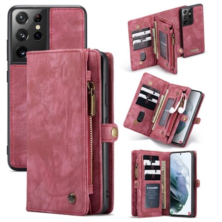 CaseMe Plånboksfodral Multi-Slot Samsung Galaxy S21 Ultra Röd