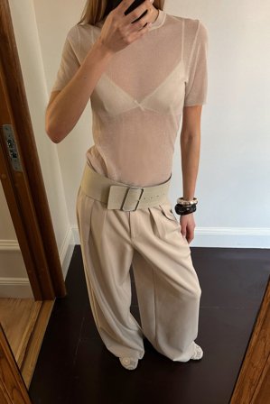 NA-KD Wide High Waist Suit Pants - Kontorbukser - Beige - EU 40