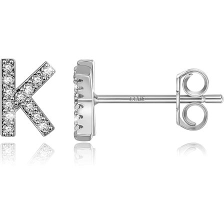 925 Sterling Silver Initial Örhängen för Flickor - Vitguldpläterad