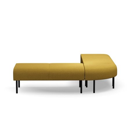 Corner bench VARIETY, outward curve, fabric Blues CSII, gold