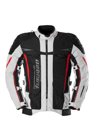 Motorradjacke Furygan Montroc Kevlar Schwarz/Perlmutt/Rot L