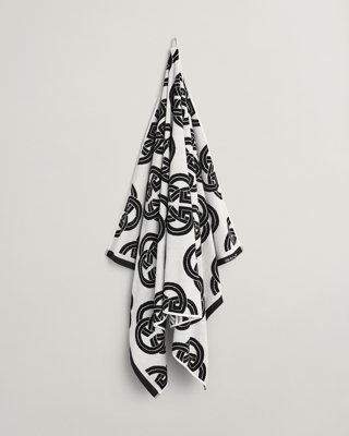 GANT - Monogramtrykk strandhåndkle 100x180cm black