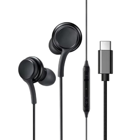 Trådade USB-C Hörlurar Earbuds med Mikrofon DAC Svart