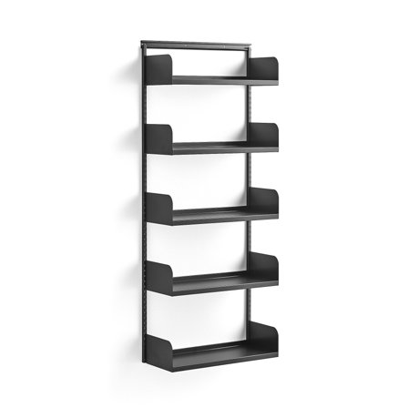 Wall shelving SHAPE, basic unit, metal shelves, 1951x800x300 mm, dark grey