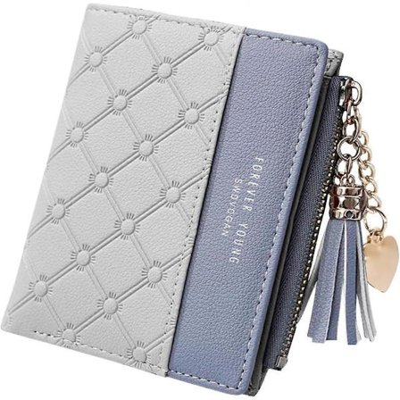 Lommebok i skinn, Bifold kortholder liten veske med glidelås myntlomme, Multikort dame lommebøker myntveske for kontanter, Cion, kort, seddel (svart)