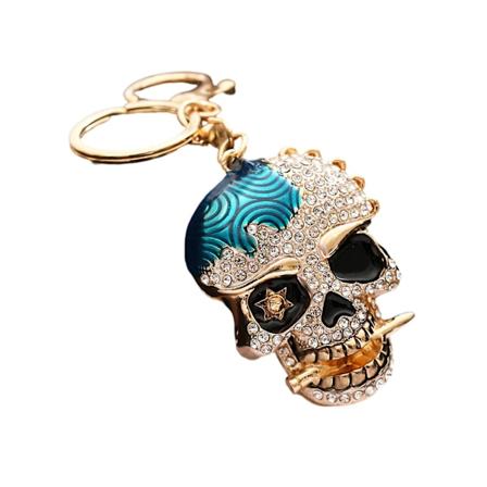 Kule Skalle Nøkkelring Krystall Rhinestone Nøkkelringer Bilveske Henger Ornamenter Veske (FMY) Blue