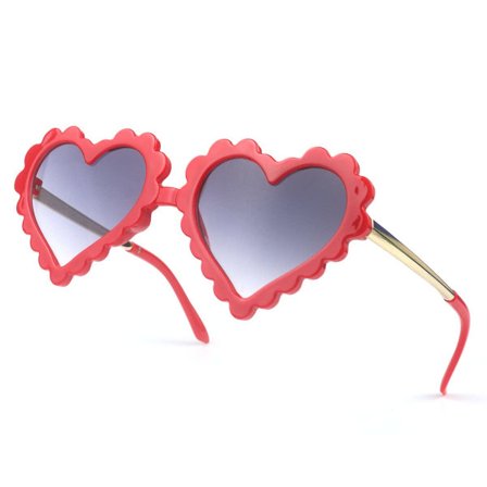 Hjerteformede solbriller til barn for jenter gutt søte briller UV 400 beskyttelse utendørs strand barn jenter hjerte solbriller