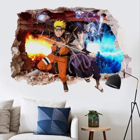 3D Naruto Sasuke Cartoon Anime Vægklistermærker Vandtæt Glas Sti