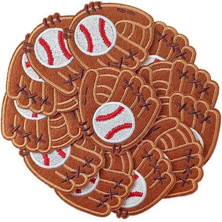 12 st Baseballhandske Stryk på Applikationer, Broderade Baseball Stryk på/Sy på Dekorativa Applikationer för Kläder, Byxor, Ryggsäckar, Hattar, Jeans,