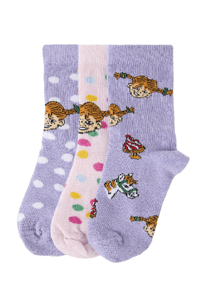 PIPPI Pippi-strumpor KRUSMYNTA, 3-pack Strumpor Lila 30/33