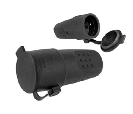 Pawbol Skjøtekontakt m/jord gummi 16A IP44 Sort