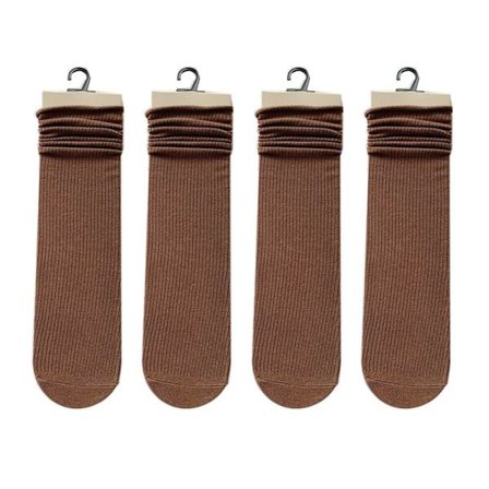 Bløde damestrømper med bred, løs pasform og tynde sokker med mocha KLB