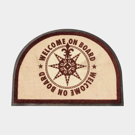 Båtmatta Marine Business Welcome On Board Brown, halvcirkel, 70 x 50 cm
