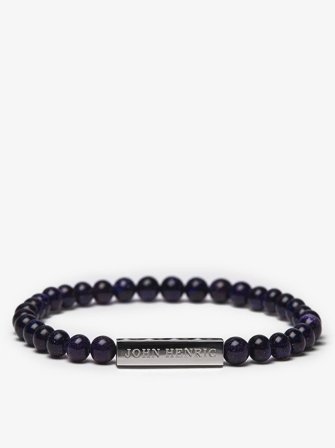 John Henric Men's Dark Blue Beaded Bracelet Wagga Size 22cm