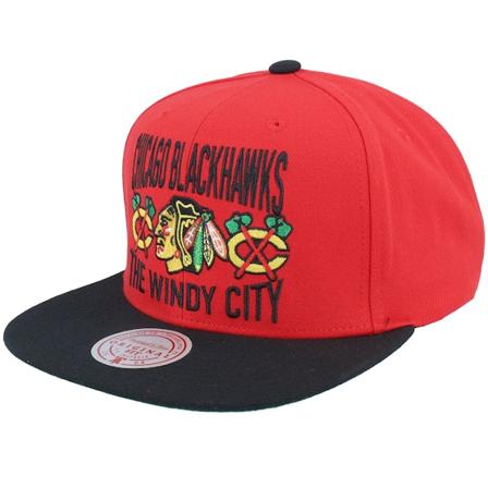 Mitchell & Ness - NHL Rood snapback Cap - Chicago Blackhawks City Love Red/Black Snapback @ Hatstore