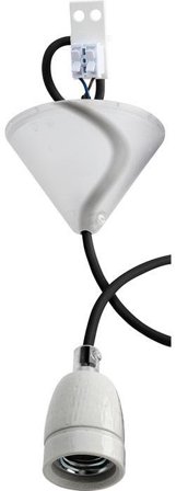 Gelia 4079108991 Lampupphäng E27, porslin Svart textilkabel, Belysning