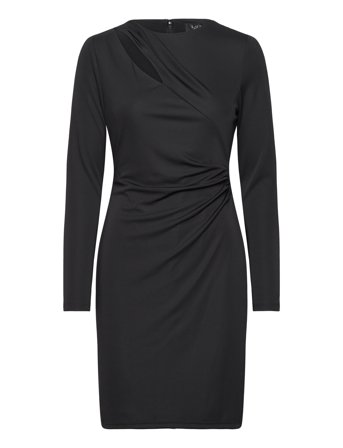 Pleated Stretch Jersey Cocktail Dress Lyhyt Mekko Black Lauren Ralph Lauren