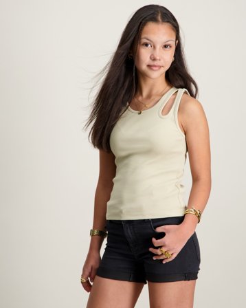 Kids ONLY KOGNESSA LIFE S/L CUT OUT TOP BOX JRS Beige Topper/Bluser Jente - Kids Brand Store