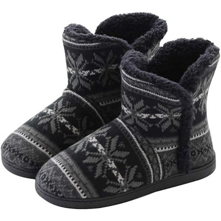 Herre dame hjemmesko, hytte hjemmesko højt forede hytte støvler, skridsikre vinter hjemmesko med blød