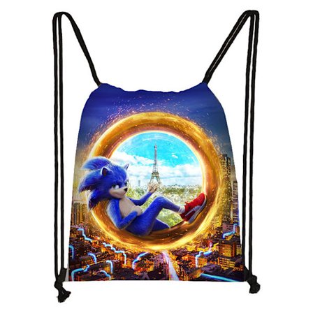 Sonic Gymnastikpåse Dragskopåse Portabel Ryggsäck med Ficka