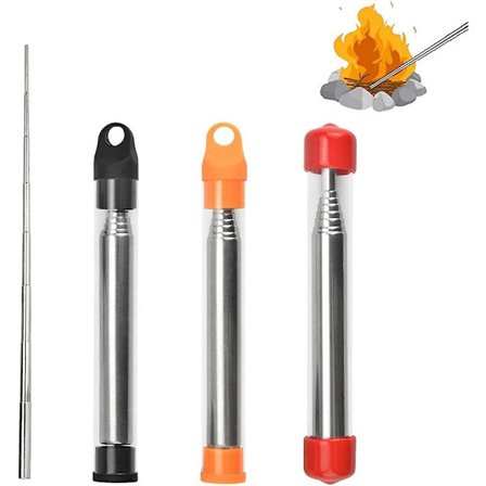 3 kpl:n puhallusputki, taitettava sytytysputki, taskupalje, ruostumatonta terästä, leirintätyökalu, taskupalje retkeilyyn