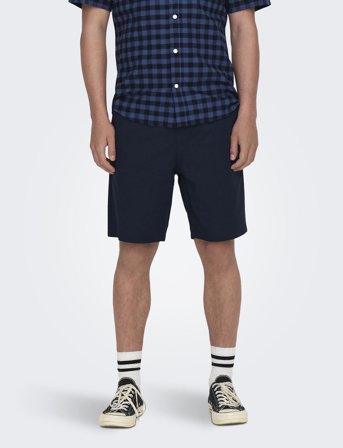ONLY & SONS Onslinus 0007 Cot Lin Shorts Noos - Navy - M