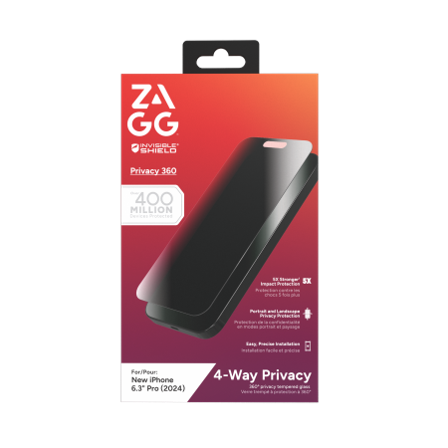 ZAGG InvisibleShield Glass Elite Privacy 360 for iPhone 16 Pro