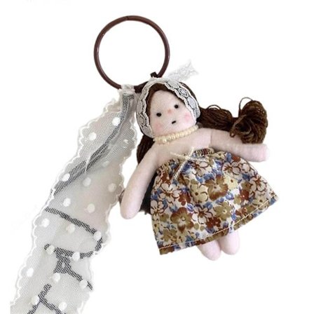 Söpö nukke avaimenperä käsintehty pitsikukkamekko tyttö riipus laukku viehätys tyylikäs lompakko korut muodikas puhelin lisävaruste pilkullinen hame