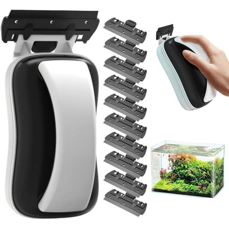 Stark magnetisk akvariefiskstanksskrapa, magnetisk akvarieborste, algskrapa, magnetisk akvarierengöringsborste