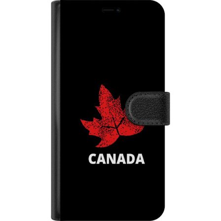 Kompatibel Tegnebogsetui til OnePlus OnePlus Nord 2T Grafisk ahornblad symbol i rødt mod sort baggrund med klar canadisk reference og minimalistisk d