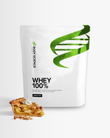 4 x Proteinpulver Whey 100% - 1 kg - Apple Pie - Body Science - Vassleprotein, Protein, Kosttillskott, Protein, Vassleprotein (Whey)