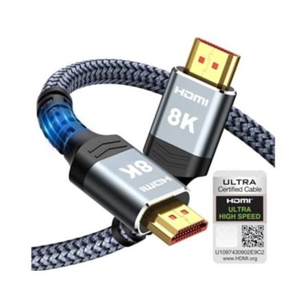 Sertifisert 2m2 HDMI-kabel, 10k 8k HDMI 2.1 Ultra HD-kabel 8k60hz 4k120hz Earc HDR10 HDCP 2.2/2.3 Dolby 3D, Kompatibel med PS5/4 HDTV X Box Beijiyi