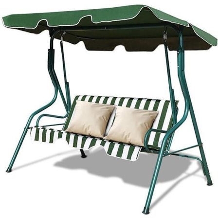 COSTWAY Havebalancere på fod til 3 personer med justerbart vandtæt tag til have terrasse Maksimal belastning 210KG - Grøn