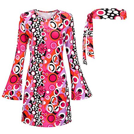 60'erne/70'erne/80'erne Kvinder Hippie Kostume Sæt Retro Cosplay Fest Fredsskilt Kjole Pandebånd Tak!!