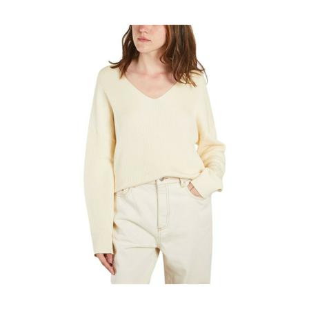 Samsøe Samsøe Joanne v-neck 14303 cotton Tröja beige, Dam, Dam, Storlek: M