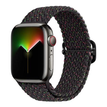 Flettet løkke for Apple Watch-reim 44mm 40mm 45mm 41mm 42mm 38mm 49mm Elastisk Solo-armbånd iWatch serie 9 klokke 7 5 6 Ultra2 Band 3. Svart Unity 3.