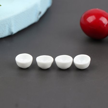 4st 1:12 Dockhus Miniatyrvita keramiska skålar Koppar Modell Fu